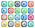 20 Social Media Icon Pack Including pocket. drupal. opera. basecamp. windows media player Royalty Free Stock Photo