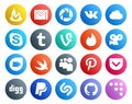 20 Social Media Icon Pack Including pocket. myspace. chat. swift. viddler