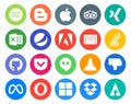 20 Social Media Icon Pack Including pocket. overflow. adobe. stock. stockoverflow