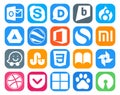 20 Social Media Icon Pack Including pocket. photo. office. ibooks. stumbleupon