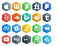20 Social Media Icon Pack Including question. chat. music. slack. meta