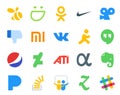 20 Social Media Icon Pack Including question. pandora. aim. evernote. ati