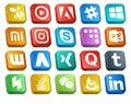 20 Social Media Icon Pack Including question. xing. instagram. adwords. powerpoint