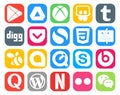 20 Social Media Icon Pack Including quora. chat. simple. skype. google allo