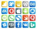 20 Social Media Icon Pack Including quora. simple. sports. whatsapp. picasa