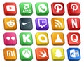 20 Social Media Icon Pack Including quora. media. twitch. vlc. kickstarter