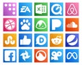 20 Social Media Icon Pack Including reddit. like. baidu. stumbleupon. sound