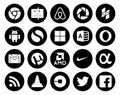 20 Social Media Icon Pack Including rss. nike. microsoft access. amd. mail