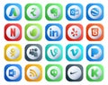 20 Social Media Icon Pack Including rss. pandora. yelp. video. vine