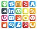 20 Social Media Icon Pack Including shazam. chrome. utorrent. google allo. word
