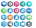 20 Social Media Icon Pack Including slack. adsense. amd. powerpoint. behance
