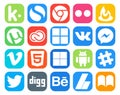 20 Social Media Icon Pack Including slack. delicious. adobe. html. vimeo