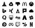 20 Social Media Icon Pack Including slack. digg. xing. slideshare. quora