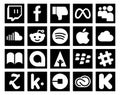 20 Social Media Icon Pack Including slack. forrst. music. google allo. icloud