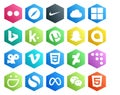 20 Social Media Icon Pack Including smugmug. deviantart. utorrent. css. vimeo