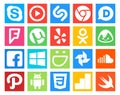 20 Social Media Icon Pack Including sound. photo. utorrent. smugmug. facebook