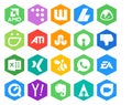 20 Social Media Icon Pack Including sports. electronics arts. stumbleupon. whatsapp. xing