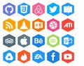 20 Social Media Icon Pack Including spotify. apple. media. travel. ati