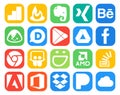 20 Social Media Icon Pack Including stock. stockoverflow. apps. amd. slideshare