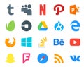 20 Social Media Icon Pack Including stock. stockoverflow. driver. windows. firefox