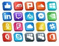 20 Social Media Icon Pack Including stock. stockoverflow. twitch. icloud. odnoklassniki