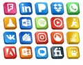 20 Social Media Icon Pack Including stockoverflow. instagram. word. inbox. aim