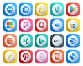 20 Social Media Icon Pack Including stockoverflow. nike. quora. bing. blogger