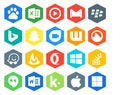 20 Social Media Icon Pack Including stockoverflow. opera. bing. feedburner. grooveshark