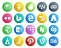 20 Social Media Icon Pack Including stockoverflow. shazam. edge. houzz. outlook