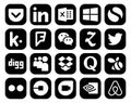 20 Social Media Icon Pack Including swarm. quora. messenger. dropbox. digg