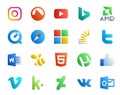 20 Social Media Icon Pack Including swarm. tweet. browser. twitter. stock Royalty Free Stock Photo