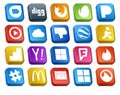 20 Social Media Icon Pack Including tinder. delicious. icloud. search. google analytics