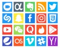 20 Social Media Icon Pack Including tinder. quora. facebook. messenger. video