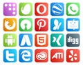 20 Social Media Icon Pack Including tweet. digg. pinterest. xing. adwords