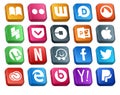 20 Social Media Icon Pack Including tweet. facebook. car. waze. utorrent