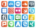 20 Social Media Icon Pack Including tweet. fiverr. blackberry. chat. swift