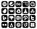 20 Social Media Icon Pack Including tweet. path. vlc. word. bing