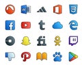 20 Social Media Icon Pack Including twitch. fiverr. tumblr. snapchat. car