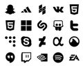 20 Social Media Icon Pack Including twitch. grooveshark. twitter. app net. chat