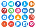 20 Social Media Icon Pack Including twitter. media. behance. vlc. adsense