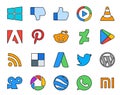 20 Social Media Icon Pack Including twitter. delicious. adobe. rss. google play Royalty Free Stock Photo