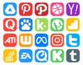 20 Social Media Icon Pack Including twitter. facebook. baidu. meta. ati