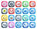 20 Social Media Icon Pack Including twitter. waze. adobe. chat. google allo