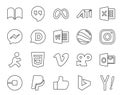 20 Social Media Icon Pack Including uber. viddler. word. video. css