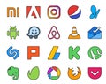 20 Social Media Icon Pack Including utorrent. ads. vlc. adsense. shazam