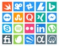 20 Social Media Icon Pack Including utorrent. flickr. quora. spotify. skype