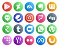 20 Social Media Icon Pack Including utorrent. google duo. hangouts. tumblr. digg