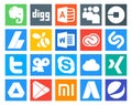 20 Social Media Icon Pack Including viddler. twitter. ads. shazam. cc