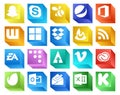 20 Social Media Icon Pack Including video. forrst. dropbox. coderwall. ea