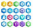 20 Social Media Icon Pack Including video. messenger. chat. beats pill. adsense